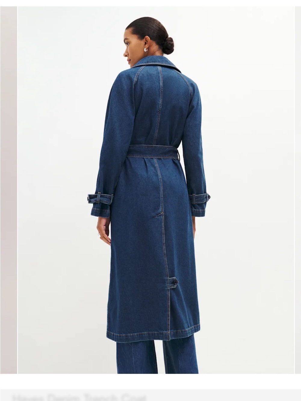 NWT Reformation Women's Blue Hayes Denim Trench Coat L - Picture 2 of 3
